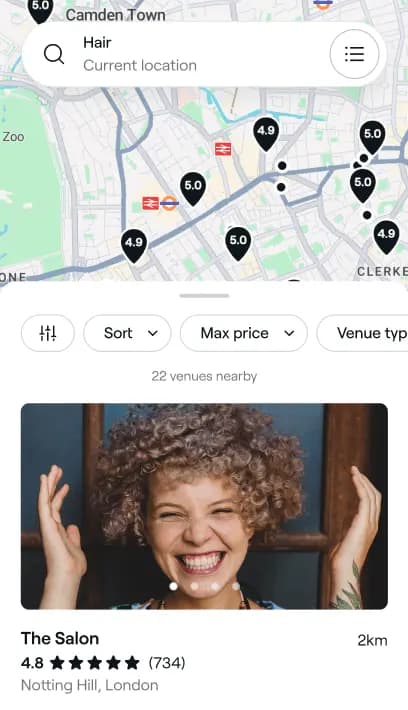 De agenda van de app Salony voor bedrijven