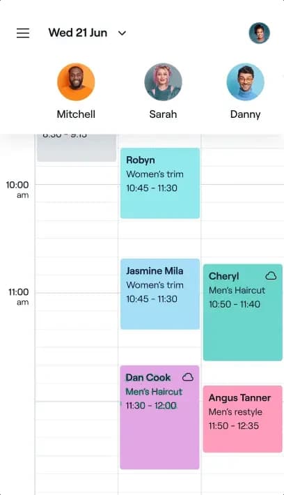 De agenda van de app Salony voor bedrijven